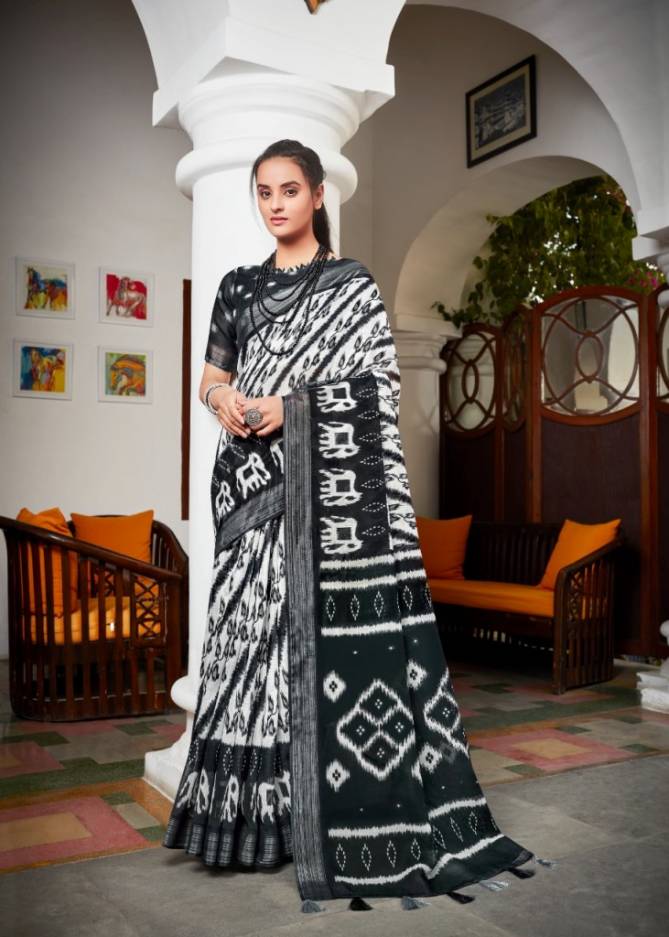Sc Black Patola Linen Silk Wholesale Daily Wear Printed Sarees Catalog